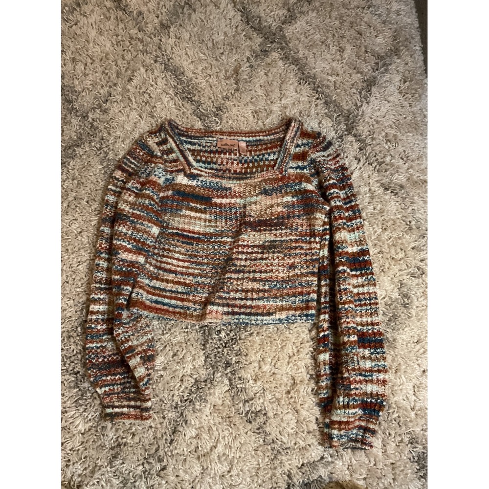 Willow Root Striped Square Neck Cropped Sweater‎ Size S